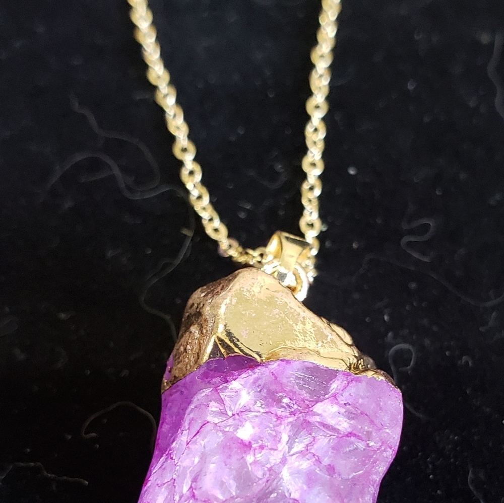 New Natural Purple Quartz Gemstone Pendant necklac - Picture 3 of 5